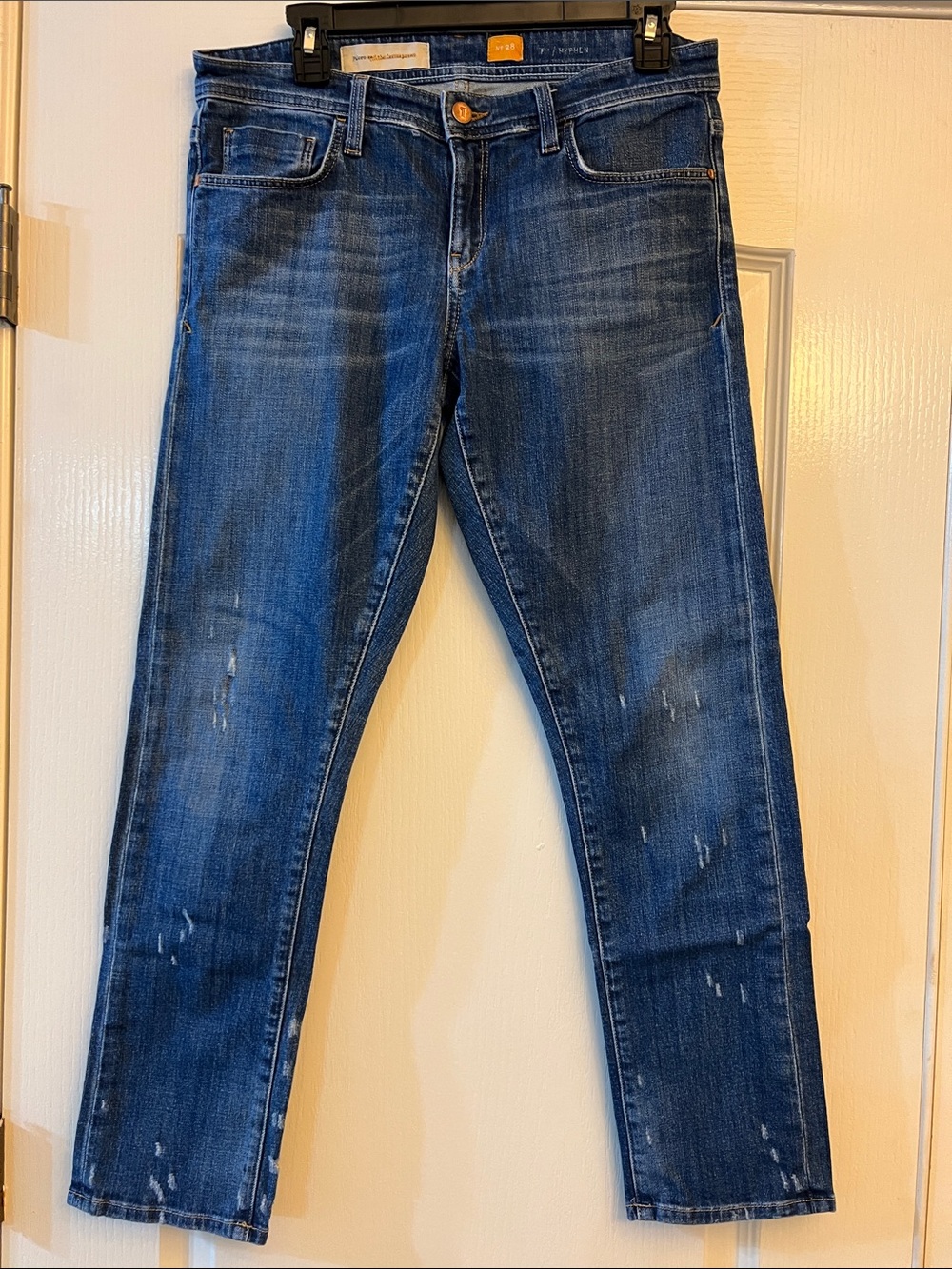 Pilcro and the Letterpress Women's Straight-Leg Distressed Blue Jeans